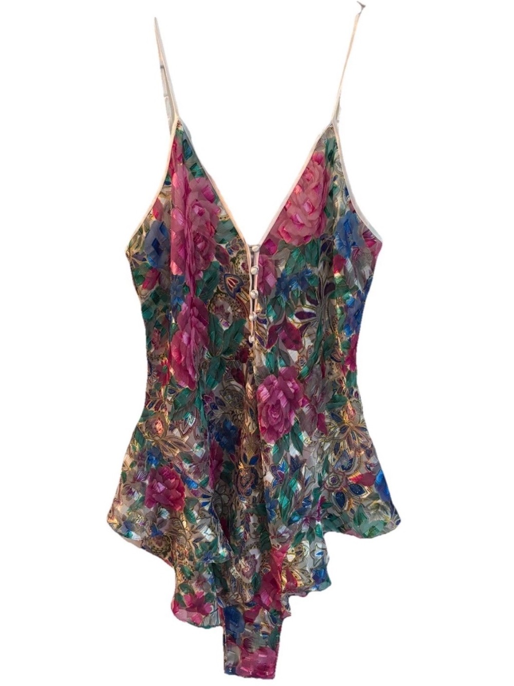 Victoria's Secret Gold Label Women's Vintage Sheer Floral Teddy Bodysuit  Large